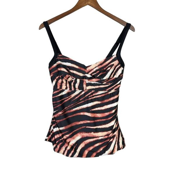 Antonio Melani NWT Tiger Animal Print Underwire Cut Out Tankini Swimsuit Top - Picture 6 of 13